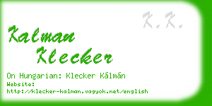kalman klecker business card