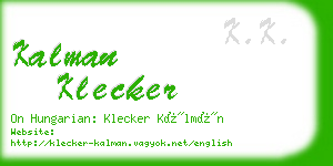 kalman klecker business card